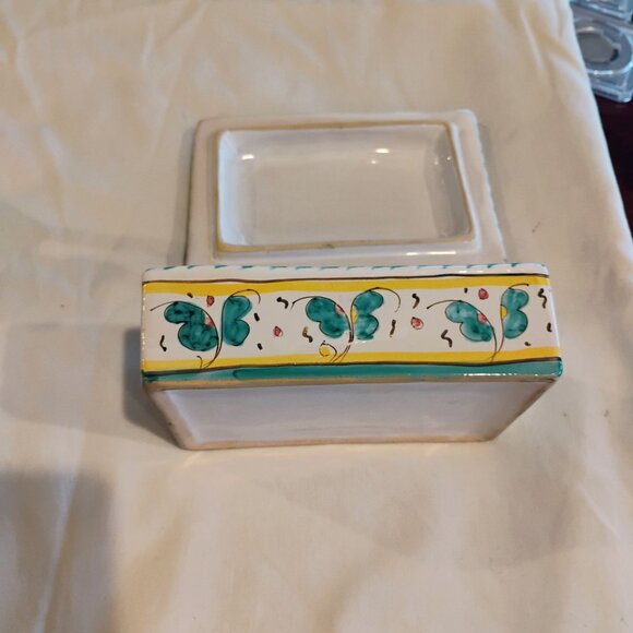 Vintage Italian Deruta Pottery Ceramic Rooster Trinket Box w/Lid Hand Painted - Picture 11 of 12